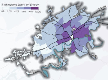 Map of Low-income Energy Burdens in Knoxville by Census Tract