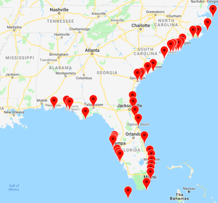 Map Of Southeast Hands Across The Sand Events 2019 05 13 720x670 
