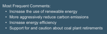 Most Frequent Comments as listed by TVA in presentation to the Regional Energy Resource Council on June 26-27, 2019.